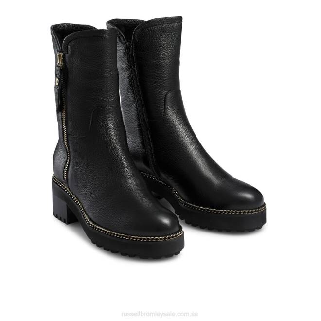 kvinnor svart Russell And Bromley glaciär shearling sida zip stomper T4XZ257