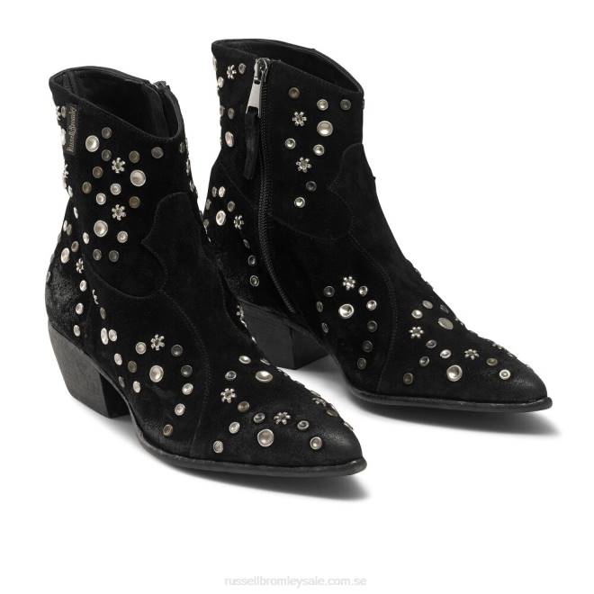 kvinnor svart Russell And Bromley hej utsmyckad westernstövel T4XZ309