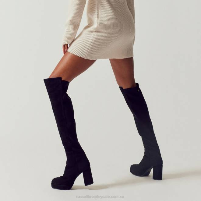 kvinnor svart Russell And Bromley honung hi plattform stretch knähög T4XZ355