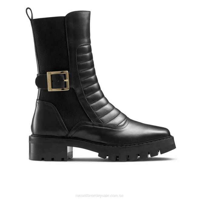 kvinnor svart Russell And Bromley pillion fyrkantig biker boot T4XZ258