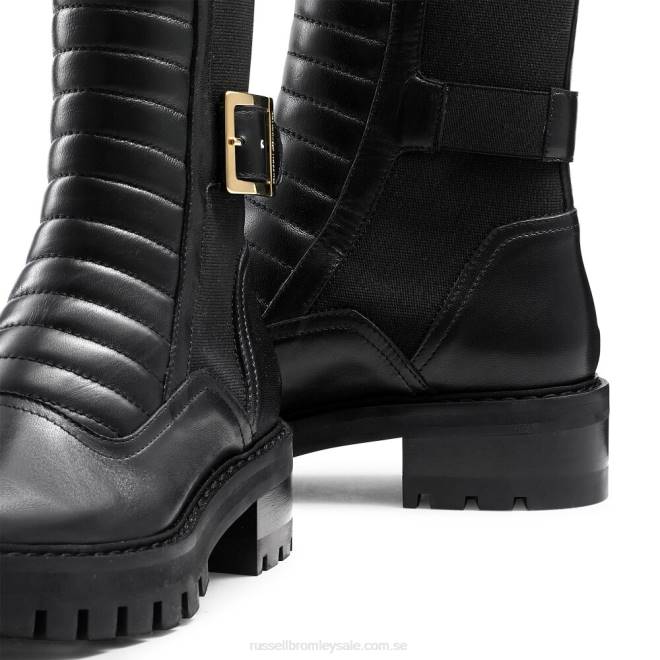 kvinnor svart Russell And Bromley pillion fyrkantig biker boot T4XZ258