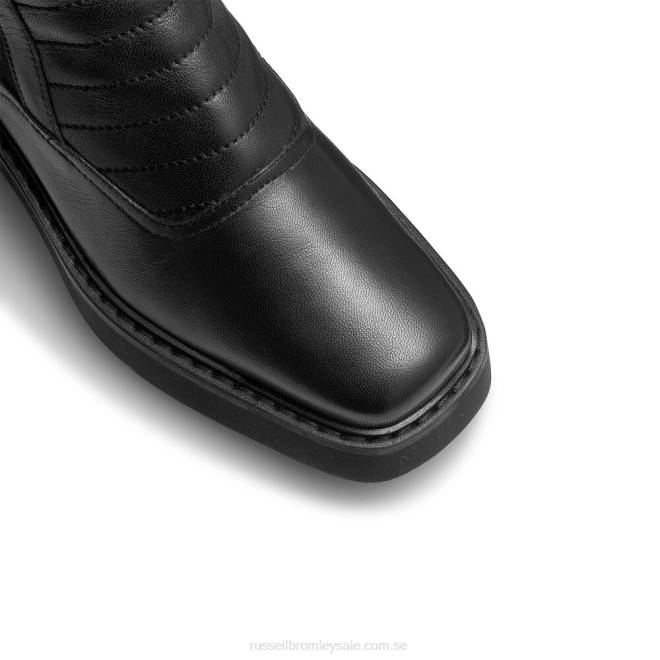 kvinnor svart Russell And Bromley pillion hi fyrkantig tå lång biker T4XZ352