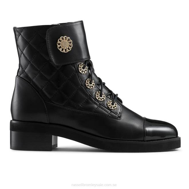kvinnor svart Russell And Bromley ringaroses quiltad snörstövel T4XZ282