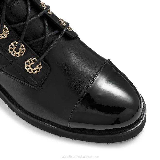 kvinnor svart Russell And Bromley ringaroses quiltad snörstövel T4XZ282