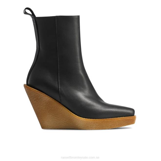 kvinnor svart Russell And Bromley runda upp western crepe boot T4XZ291