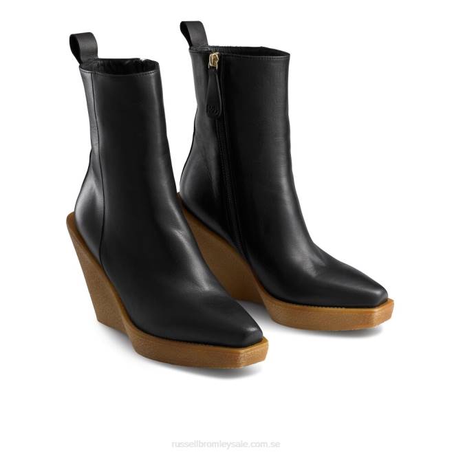kvinnor svart Russell And Bromley runda upp western crepe boot T4XZ291