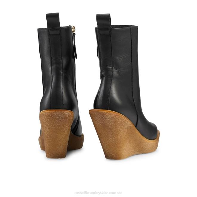 kvinnor svart Russell And Bromley runda upp western crepe boot T4XZ291