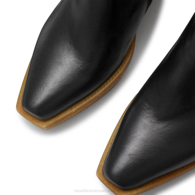 kvinnor svart Russell And Bromley runda upp western crepe boot T4XZ291
