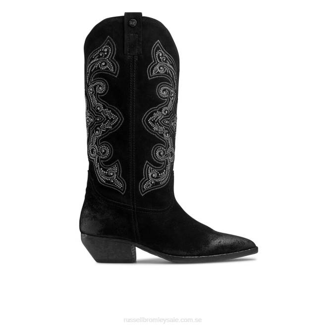kvinnor svart Russell And Bromley vilda västern broderad western T4XZ370