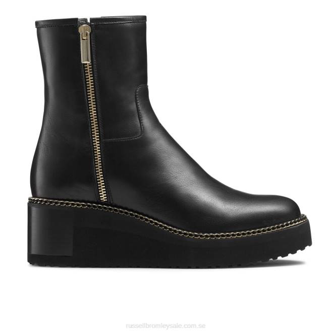 kvinnor svart Russell And Bromley wedgeout stövel med dubbel dragkedja T4XZ276
