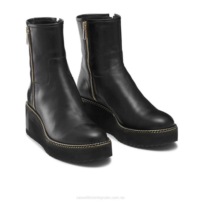 kvinnor svart Russell And Bromley wedgeout stövel med dubbel dragkedja T4XZ276