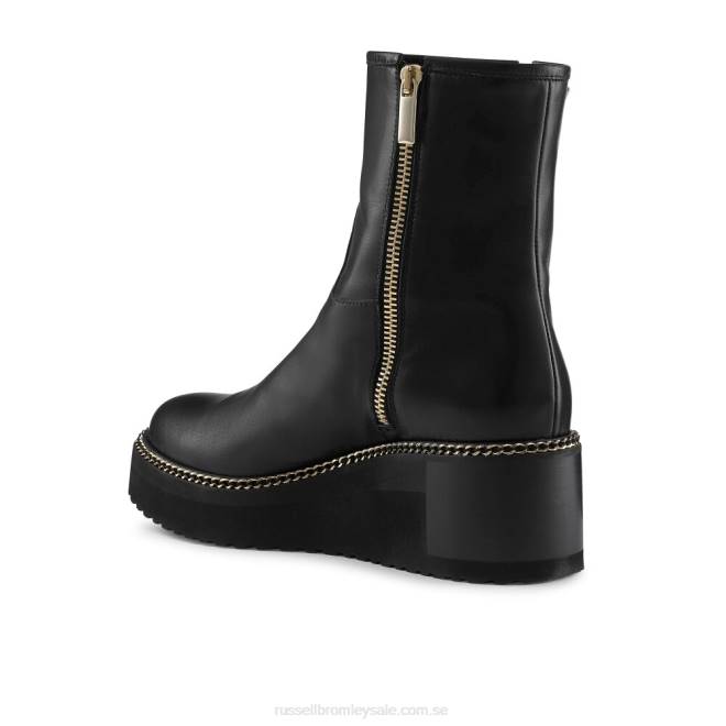kvinnor svart Russell And Bromley wedgeout stövel med dubbel dragkedja T4XZ276