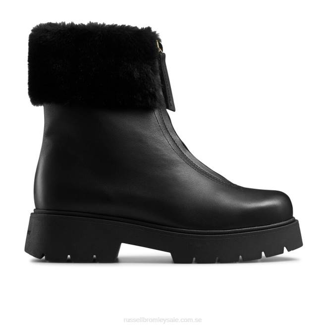 kvinnor svart Russell And Bromley wonderland stövel med dragkedja i fuskpäls T4XZ304