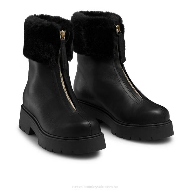 kvinnor svart Russell And Bromley wonderland stövel med dragkedja i fuskpäls T4XZ304