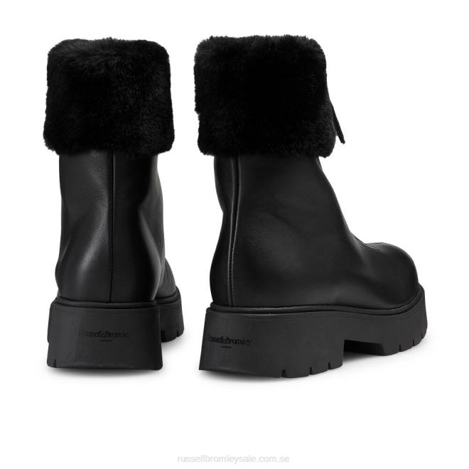 kvinnor svart Russell And Bromley wonderland stövel med dragkedja i fuskpäls T4XZ304