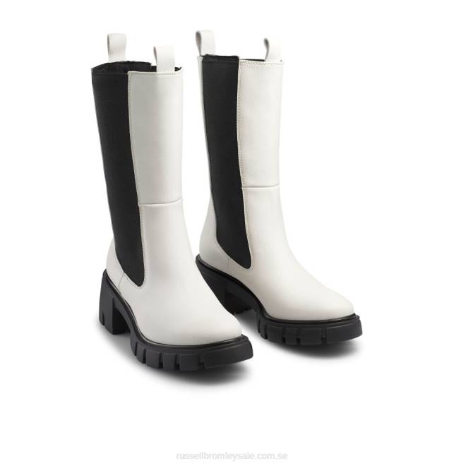 kvinnor vit Russell And Bromley rondell rund tå chunky boot T4XZ305