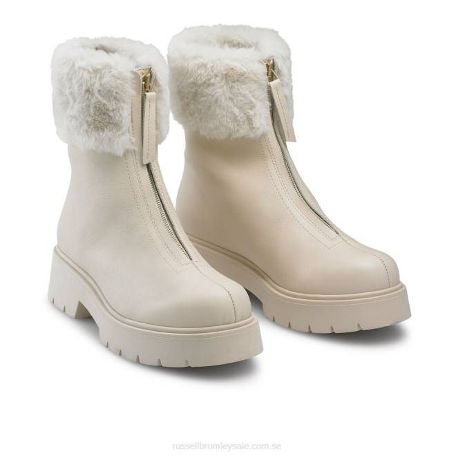 kvinnor vit Russell And Bromley wonderland stövel med dragkedja i fuskpäls T4XZ310