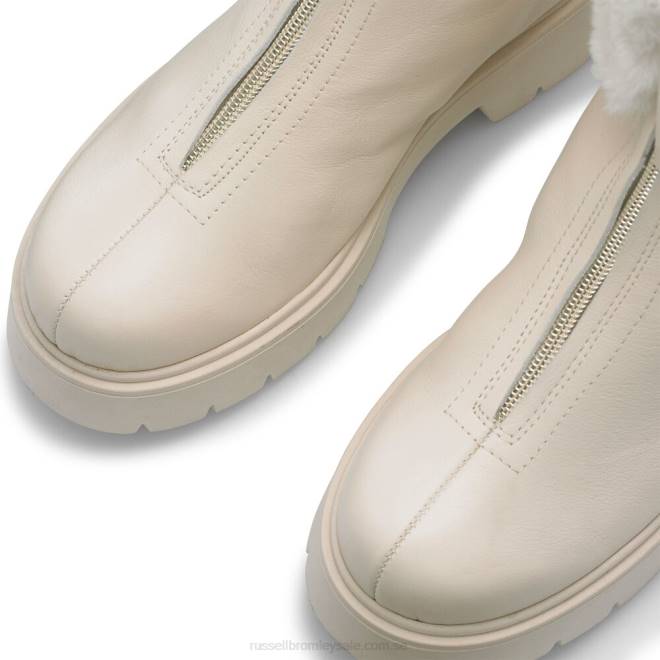 kvinnor vit Russell And Bromley wonderland stövel med dragkedja i fuskpäls T4XZ310