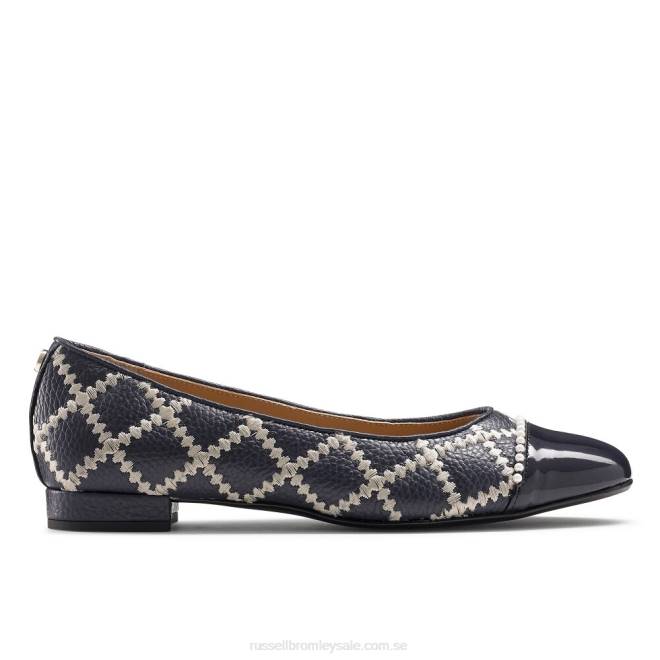 kvinnor blå Russell And Bromley boulevard pearl balett pump T4XZ241