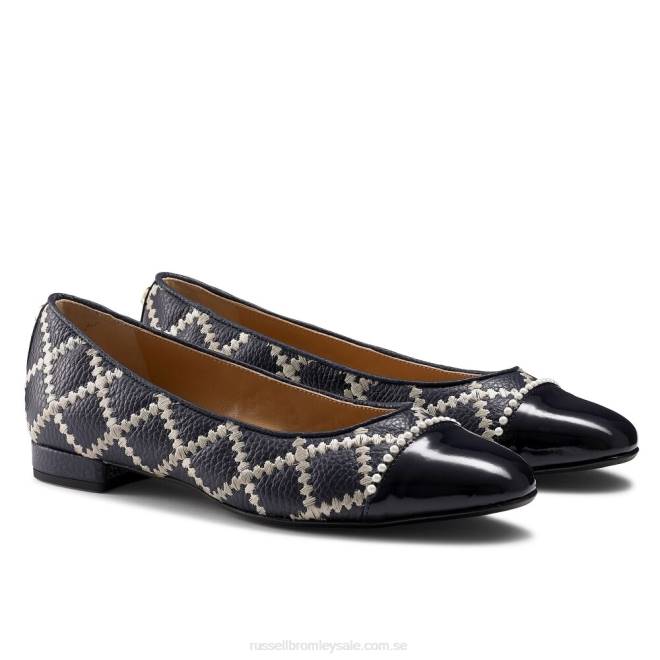 kvinnor blå Russell And Bromley boulevard pearl balett pump T4XZ241