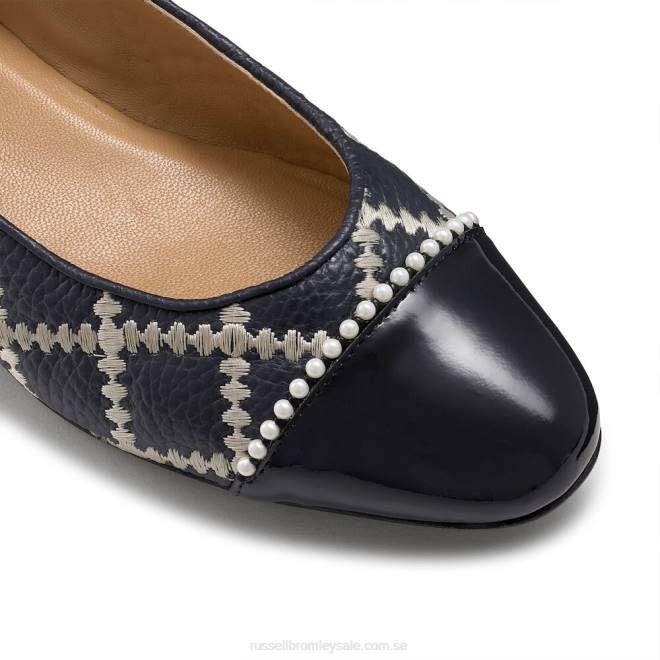 kvinnor blå Russell And Bromley boulevard pearl balett pump T4XZ241