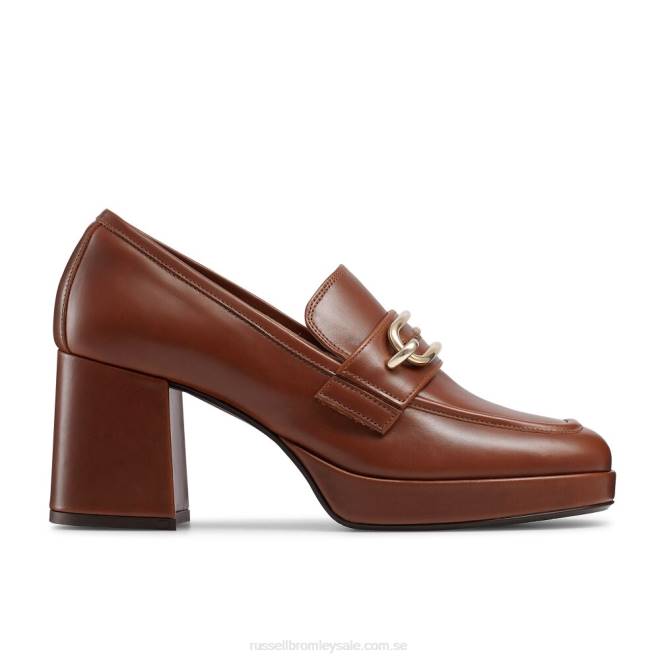 kvinnor brun Russell And Bromley blockform plattform loafer T4XZ109