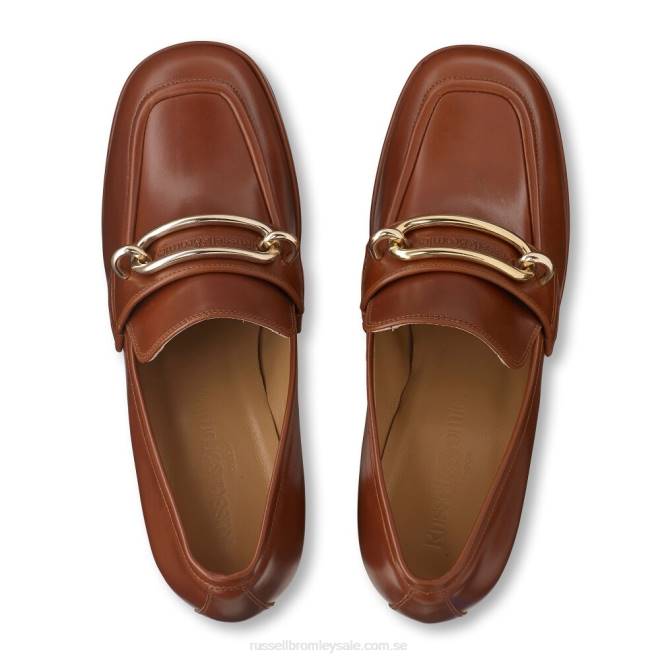 kvinnor brun Russell And Bromley blockform plattform loafer T4XZ109