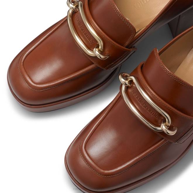 kvinnor brun Russell And Bromley blockform plattform loafer T4XZ109