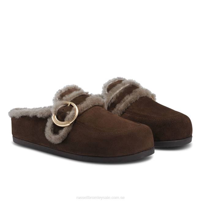 kvinnor brun Russell And Bromley luxo rygglös träsko loafer T4XZ253