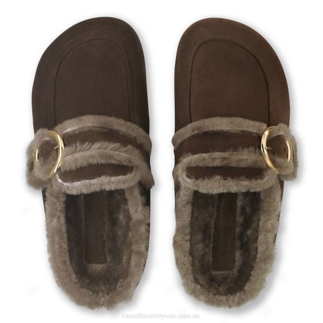 kvinnor brun Russell And Bromley luxo rygglös träsko loafer T4XZ253