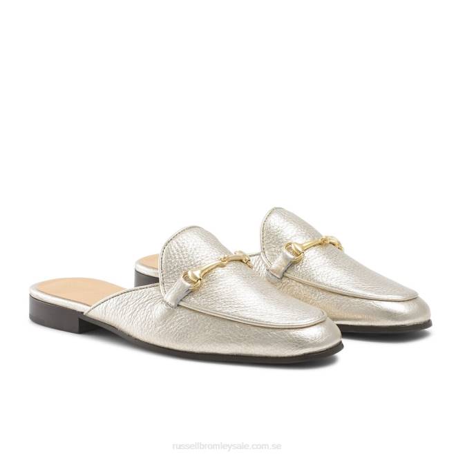 kvinnor guld Russell And Bromley loafermule rygglös loafer T4XZ235