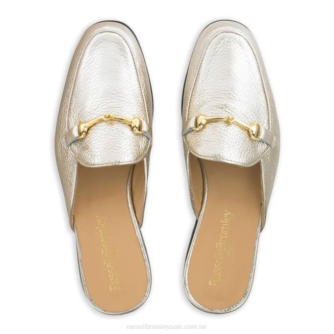 kvinnor guld Russell And Bromley loafermule rygglös loafer T4XZ235