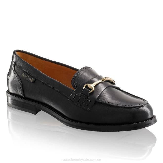 kvinnor svart Russell And Bromley brewster snaffle trim loafer T4XZ194