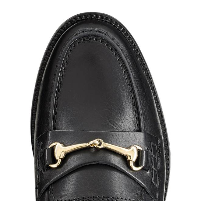 kvinnor svart Russell And Bromley brewster snaffle trim loafer T4XZ194