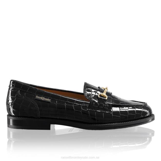 kvinnor svart Russell And Bromley brewster snaffle trim loafer T4XZ195
