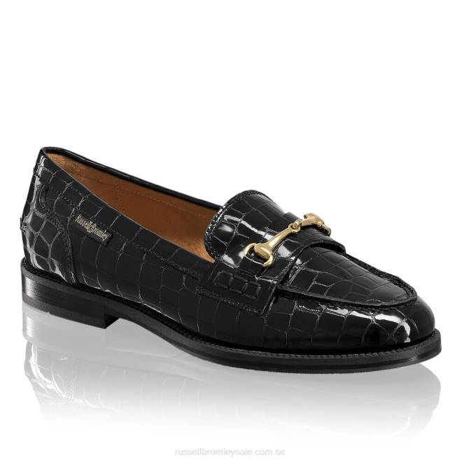 kvinnor svart Russell And Bromley brewster snaffle trim loafer T4XZ195