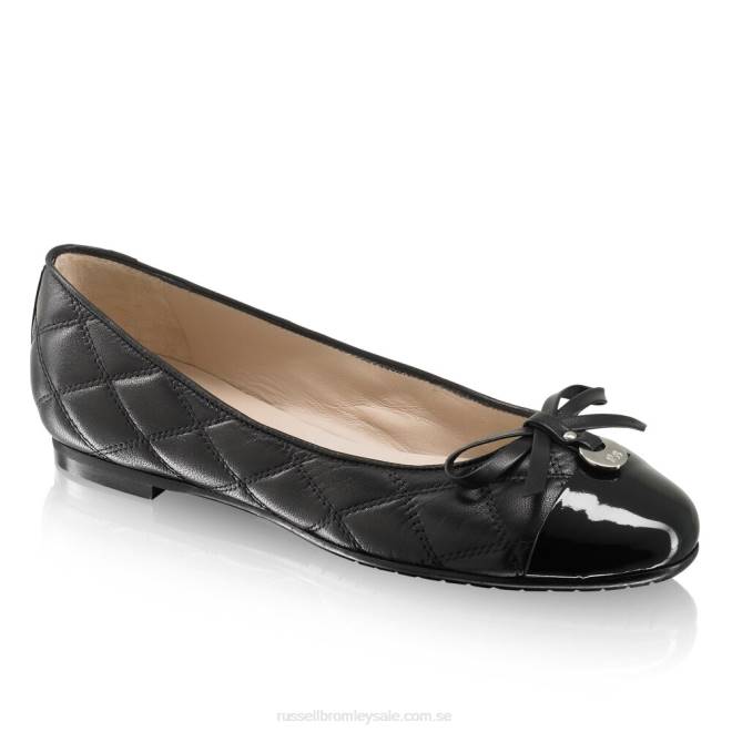 kvinnor svart Russell And Bromley charmig quiltad balettplatta T4XZ242