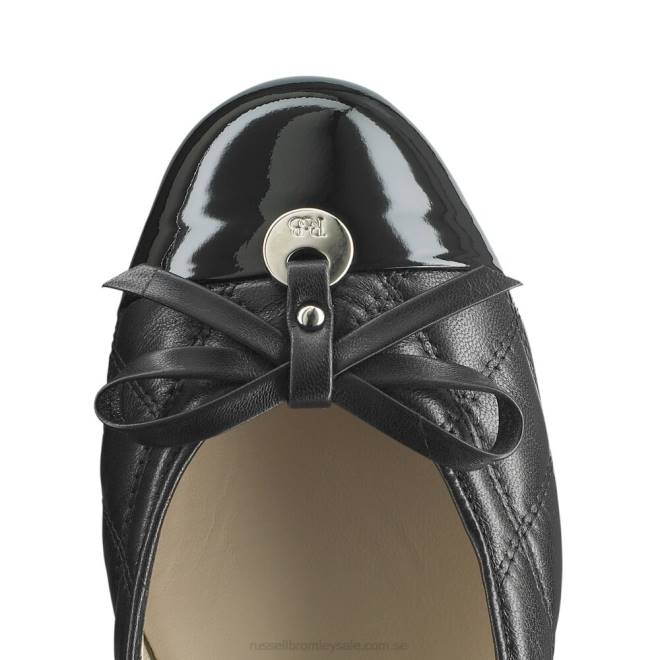 kvinnor svart Russell And Bromley charmig quiltad balettplatta T4XZ242