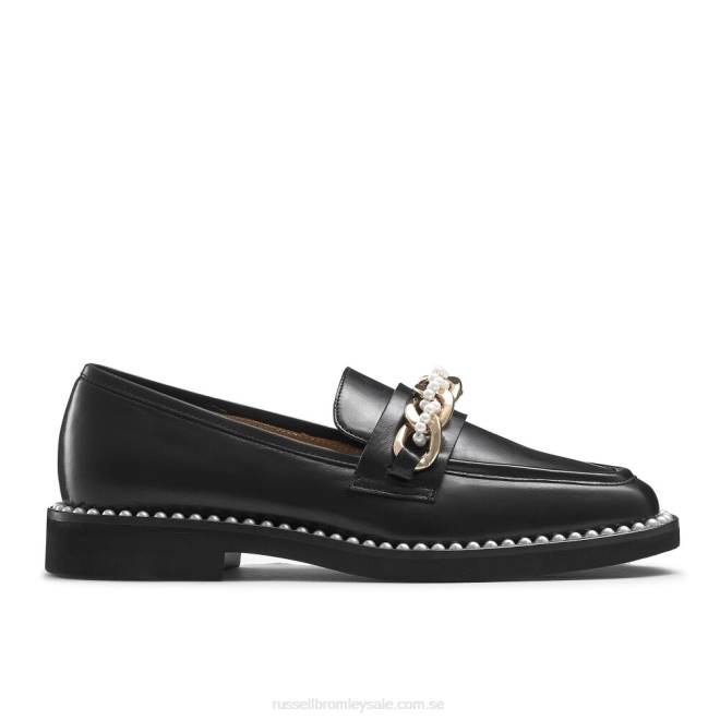 kvinnor svart Russell And Bromley cleopatra pearl chain loafer T4XZ224