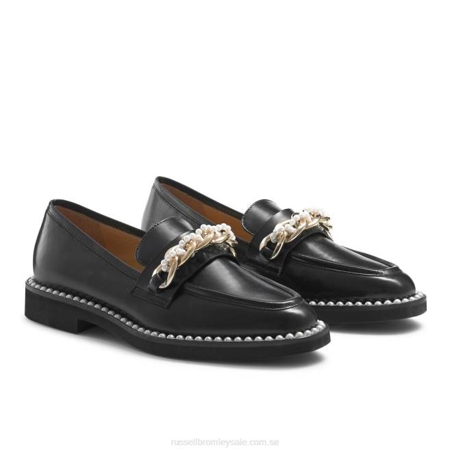 kvinnor svart Russell And Bromley cleopatra pearl chain loafer T4XZ224
