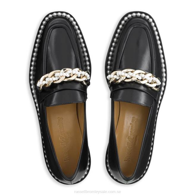 kvinnor svart Russell And Bromley cleopatra pearl chain loafer T4XZ224