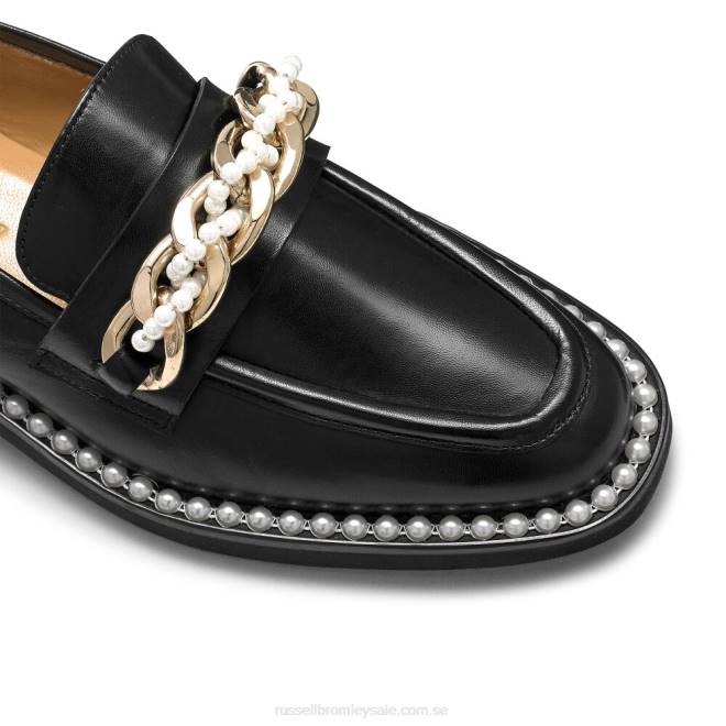 kvinnor svart Russell And Bromley cleopatra pearl chain loafer T4XZ224
