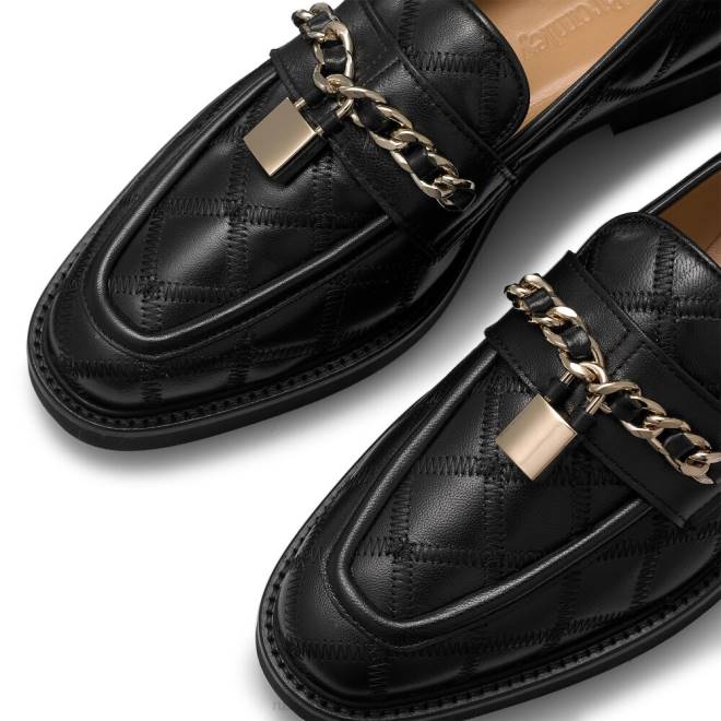 kvinnor svart Russell And Bromley kiya chain loafer T4XZ203