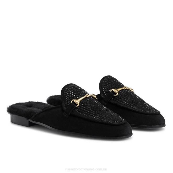 kvinnor svart Russell And Bromley loafermule utsmyckad rygglös loafer T4XZ228