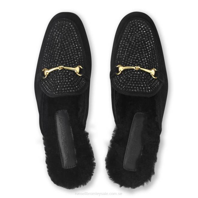 kvinnor svart Russell And Bromley loafermule utsmyckad rygglös loafer T4XZ228