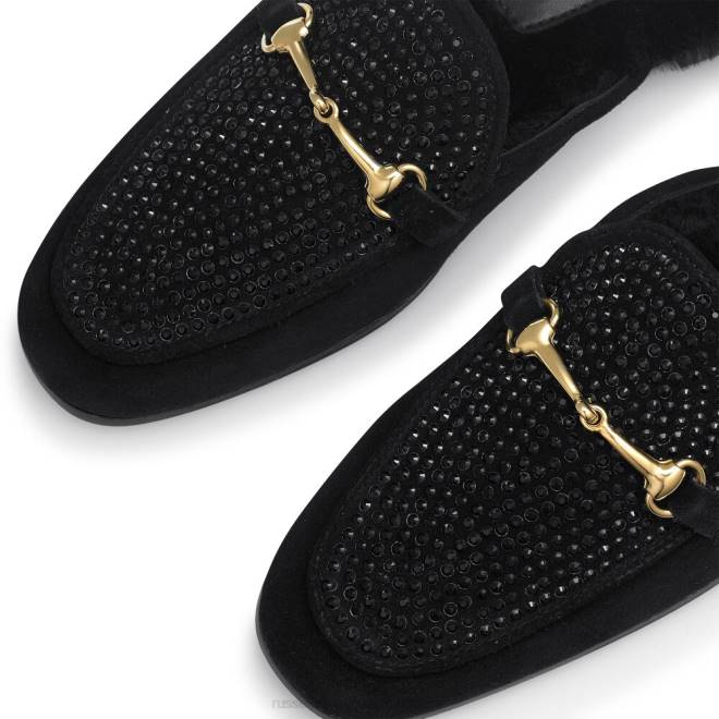kvinnor svart Russell And Bromley loafermule utsmyckad rygglös loafer T4XZ228