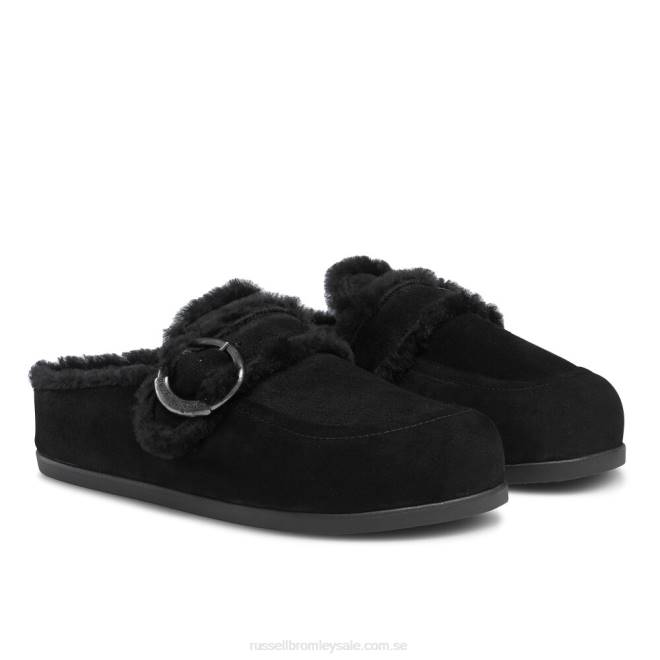 kvinnor svart Russell And Bromley luxo rygglös träsko loafer T4XZ252