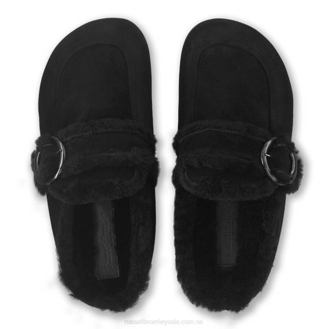 kvinnor svart Russell And Bromley luxo rygglös träsko loafer T4XZ252