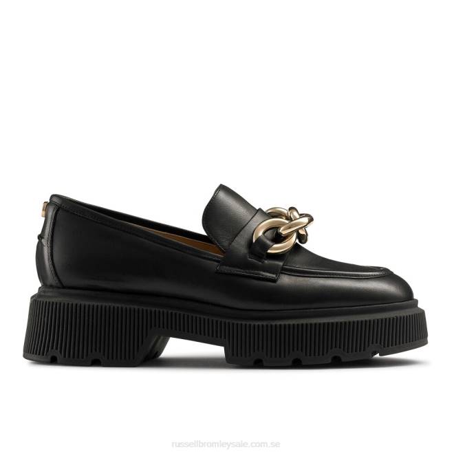 kvinnor svart Russell And Bromley ringo tung ring loafer T4XZ198