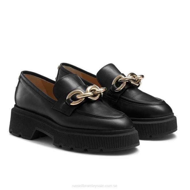 kvinnor svart Russell And Bromley ringo tung ring loafer T4XZ198